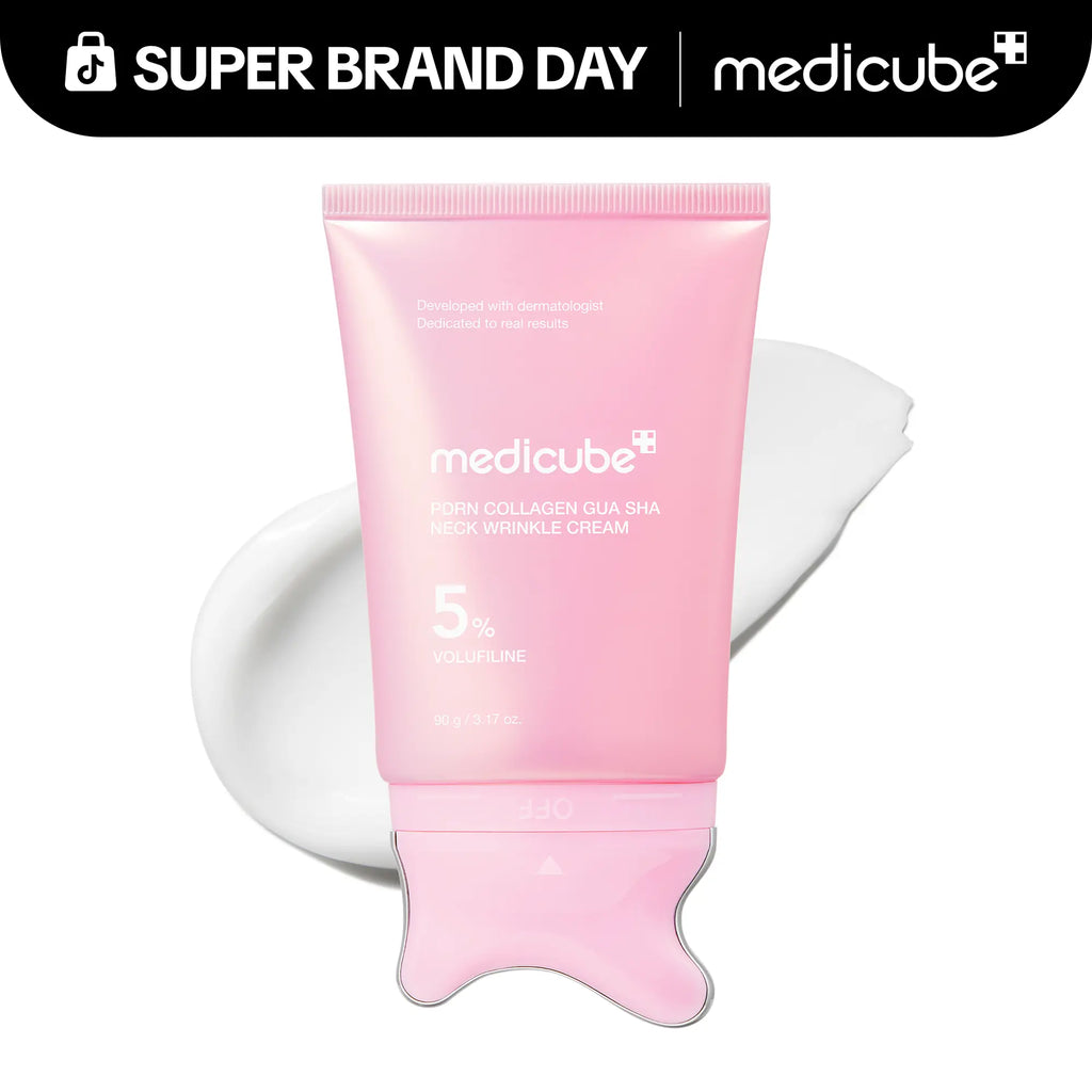 [NEW] [Medicube] PDRN Collagen Gua Sha Neck Wrinkle Cream | Built-In Gua Sha Massager with Volufiline 5% + PDRN | Firming, Contour Care for the Look of Fine Lines, Jawline, Neck, Décolleté,Underarms, Chest, Legs, Shoulder | Massage Cream | Korean Skincare