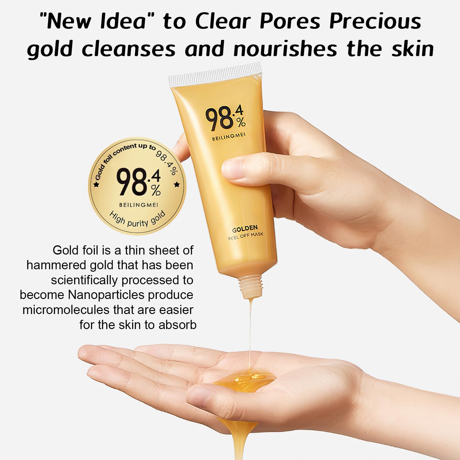 Gold Foil Peel-Off Face Mask - Anti-Aging, Moisturizing, Blackhead Removal, and Fine Line Reduction (2 Pieces)