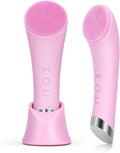 PRITECH Rechargeable Silicone Facial Cleansing Brush with Heat Massage and Vibrating Exfoliation, Waterproof Deep Cleaning Tool for Men and Women (Pink)