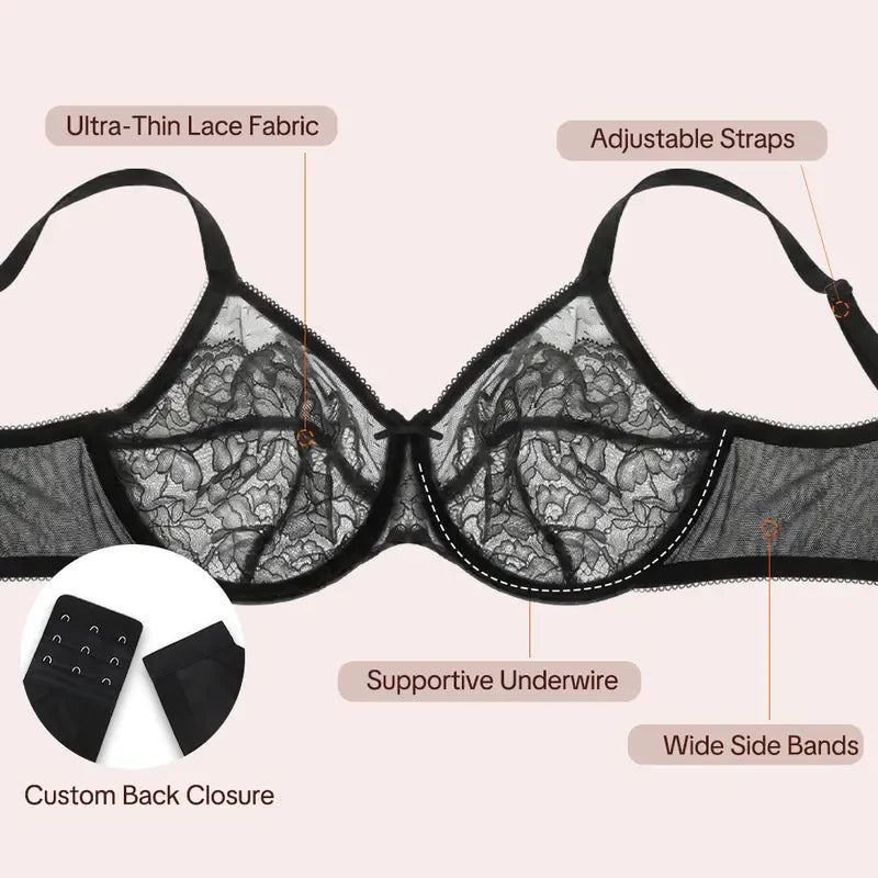 Floral Lace Underwire Bra Set