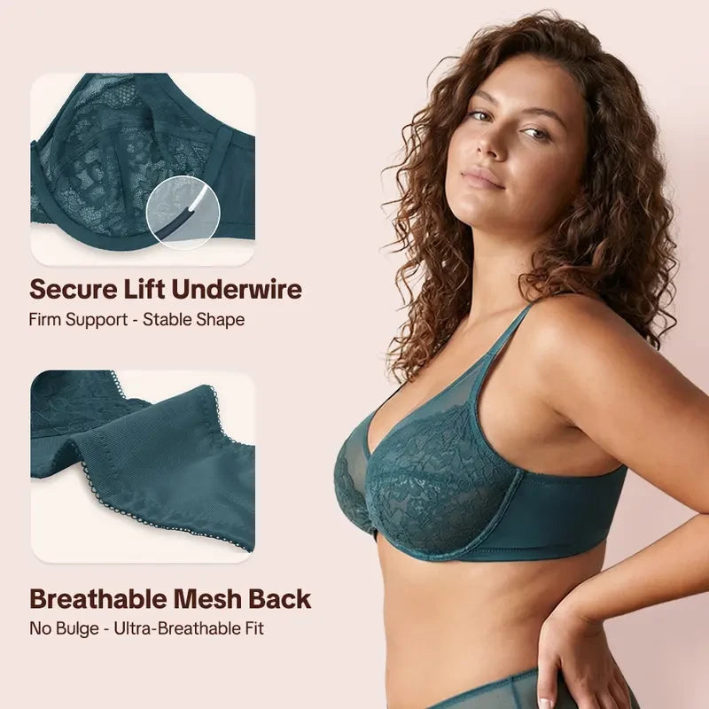 Floral Lace Underwire Bra Set