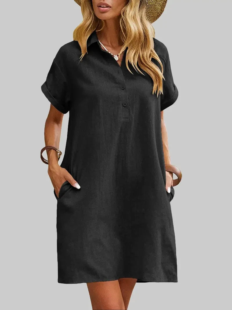 Casual Cotton Button Down Shirt Dress