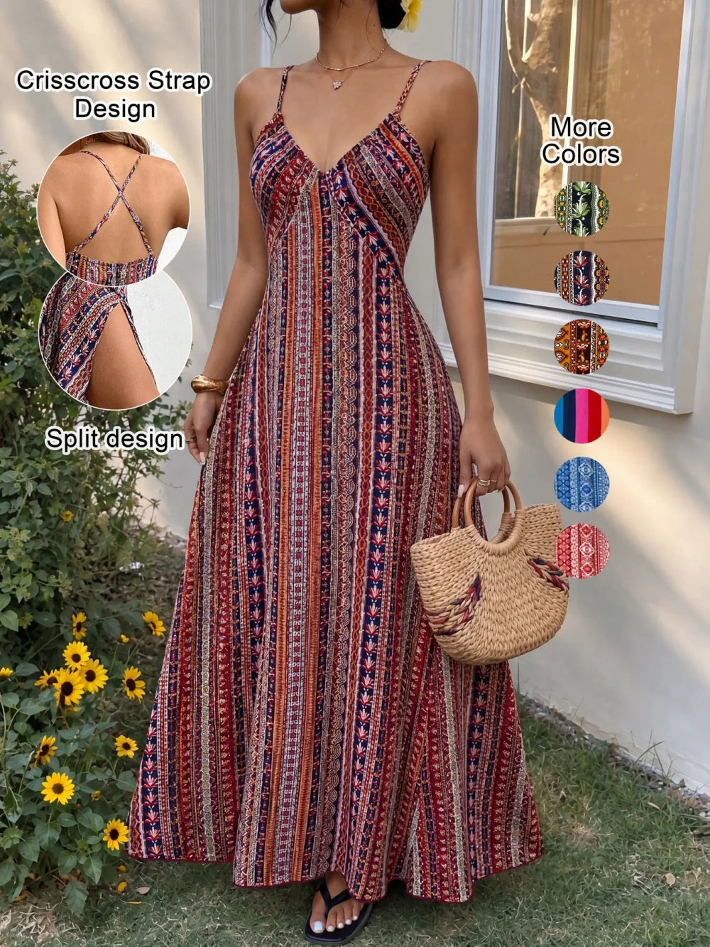Printed Sleeveless Split Maxi Dress