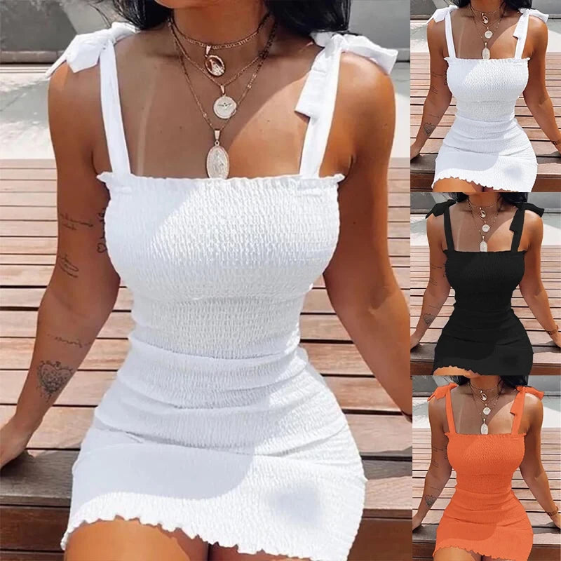 Off-Shoulder White Mini Beach Dress
