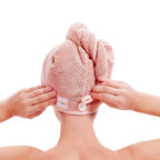 Transform Your Hair Care Routine with M-Bestl Microfiber Hair Towel Wrap Set - Quick Dry, Anti-Frizz, Lightweight Turbans in Pink & Beige (2 Pack) for Long Thick Curly Hair