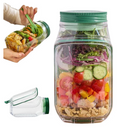 Ultimate Salad Jar with Side Opening - 34 oz Leak-Proof Container for Fresh Meals on the Go, Perfect for Microwaving, Dishwashing, and Refrigeration
