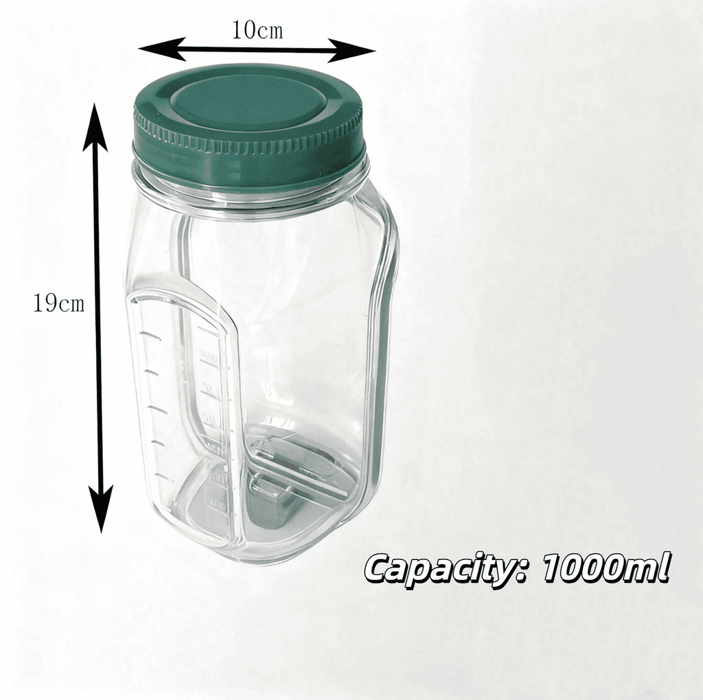 Ultimate Salad Jar with Side Opening - 34 oz Leak-Proof Container for Fresh Meals on the Go, Perfect for Microwaving, Dishwashing, and Refrigeration