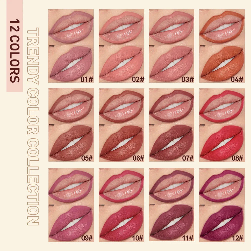 QIBEST Matte Nude Lipstick and Lipliner Pen Set - Waterproof, Long-Lasting Contour Makeup for Women (2 Pieces)