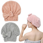 Transform Your Hair Care Routine with M-Bestl Microfiber Hair Towel Wrap Set - Quick Dry, Anti-Frizz, Lightweight Turbans in Pink & Beige (2 Pack) for Long Thick Curly Hair