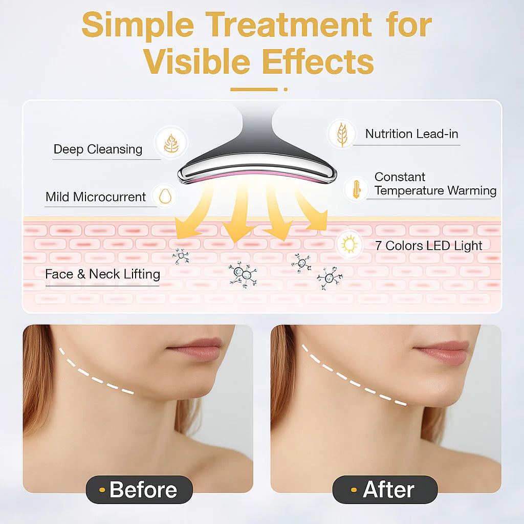Revolutionary Neck and Face Lifting Massager Device with LED Technology for Youthful Skin and Double Chin Reduction