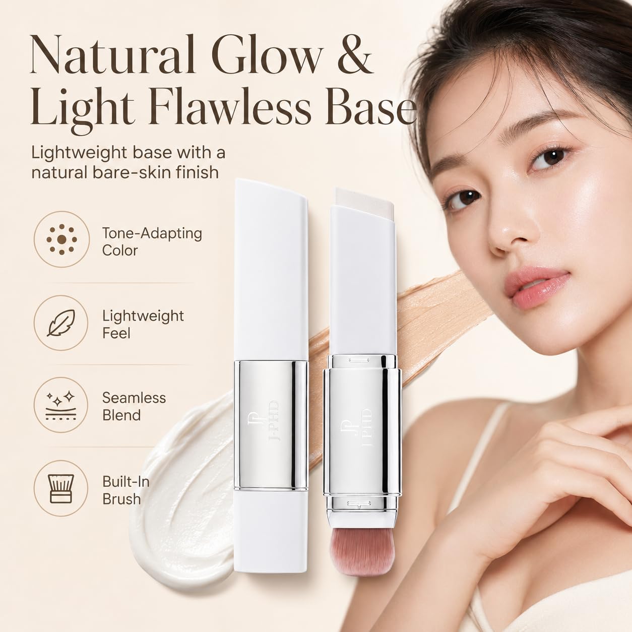 Transform Your Look with the 2-in-1 Color Changing Korean Foundation Stick - Moisturizing, Long-Lasting Hydration & Light Coverage Concealer for All Skin Types