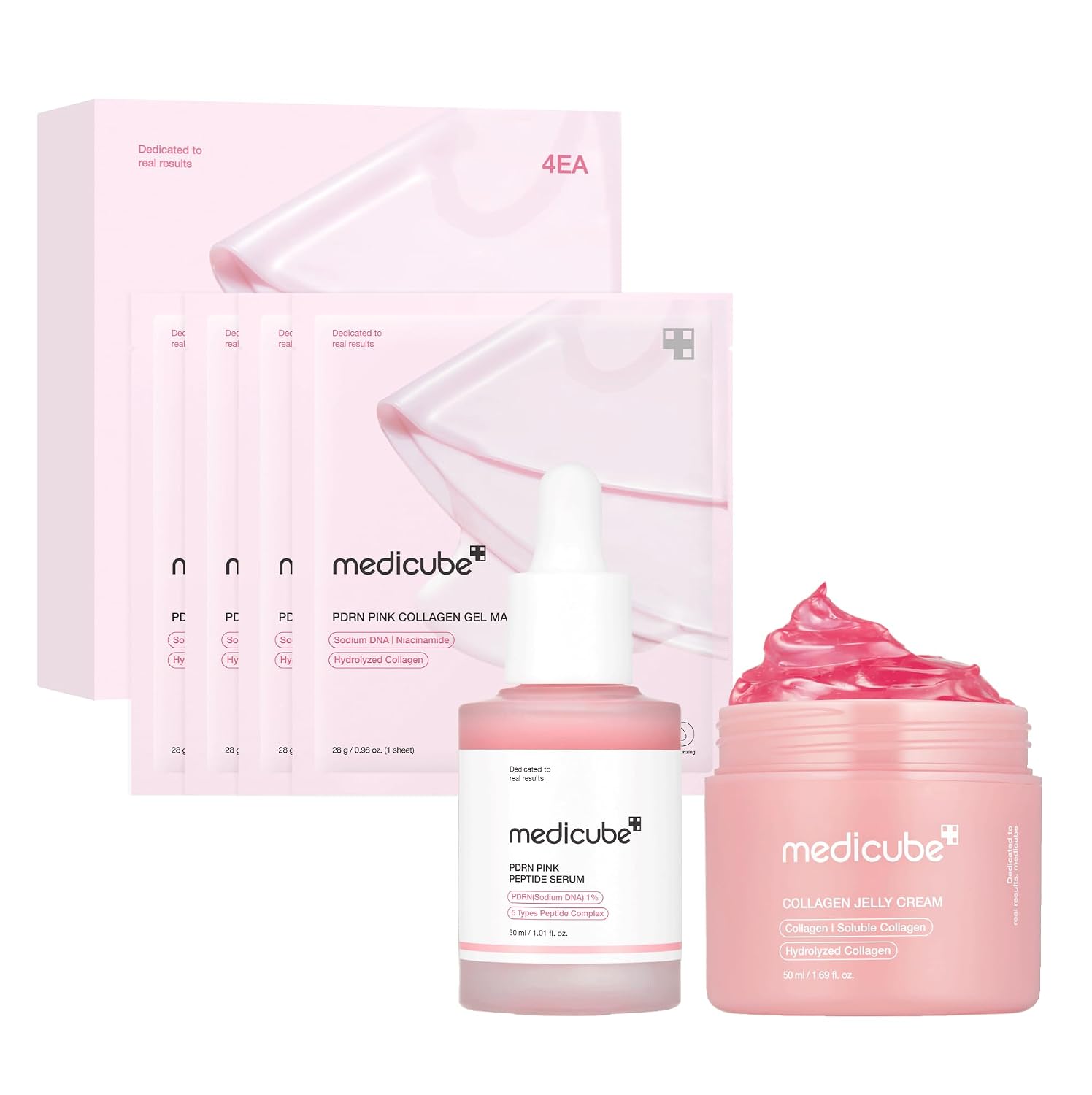 Unlock Radiant Skin with the Medicube Korean Pink Skincare Collection - PDRN Gel Mask, Serum & Collagen Cream Trio