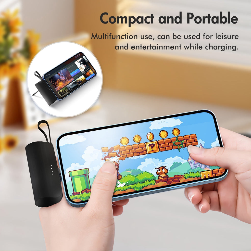 Ultra Mini 4500mAh Portable Power Bank - Dual Output Convenience for iPhone, Samsung, iPad Pro, and More - Sleek Black Design