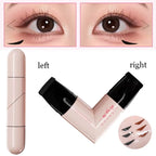 Dual-Tip Waterproof Liquid Eyeliner Stamp with Integrated Wing Stencil in Black and Brown - Smudge-Proof and Long-Wearing
