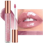 Luscious Nude Brown Plumping Glitter Lip Gloss - High-Pigment, Moisturizing Shine for Irresistible Lips (Shade 02)