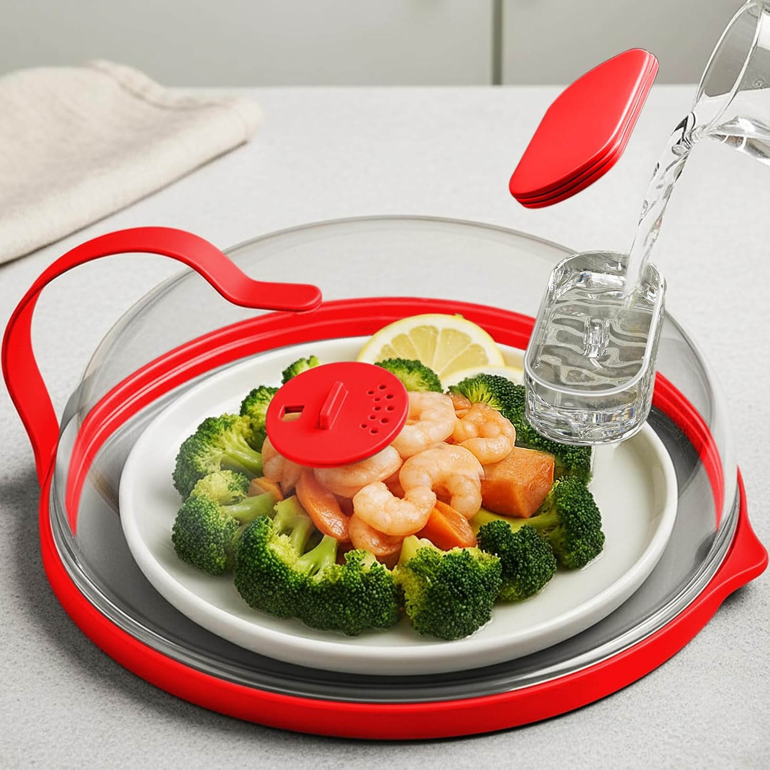 Elevate Your Cooking with the NUTIKAS 10-Inch Microwave Splatter Cover and Water Steamer - Keep Food Fresh and Flavorful!
