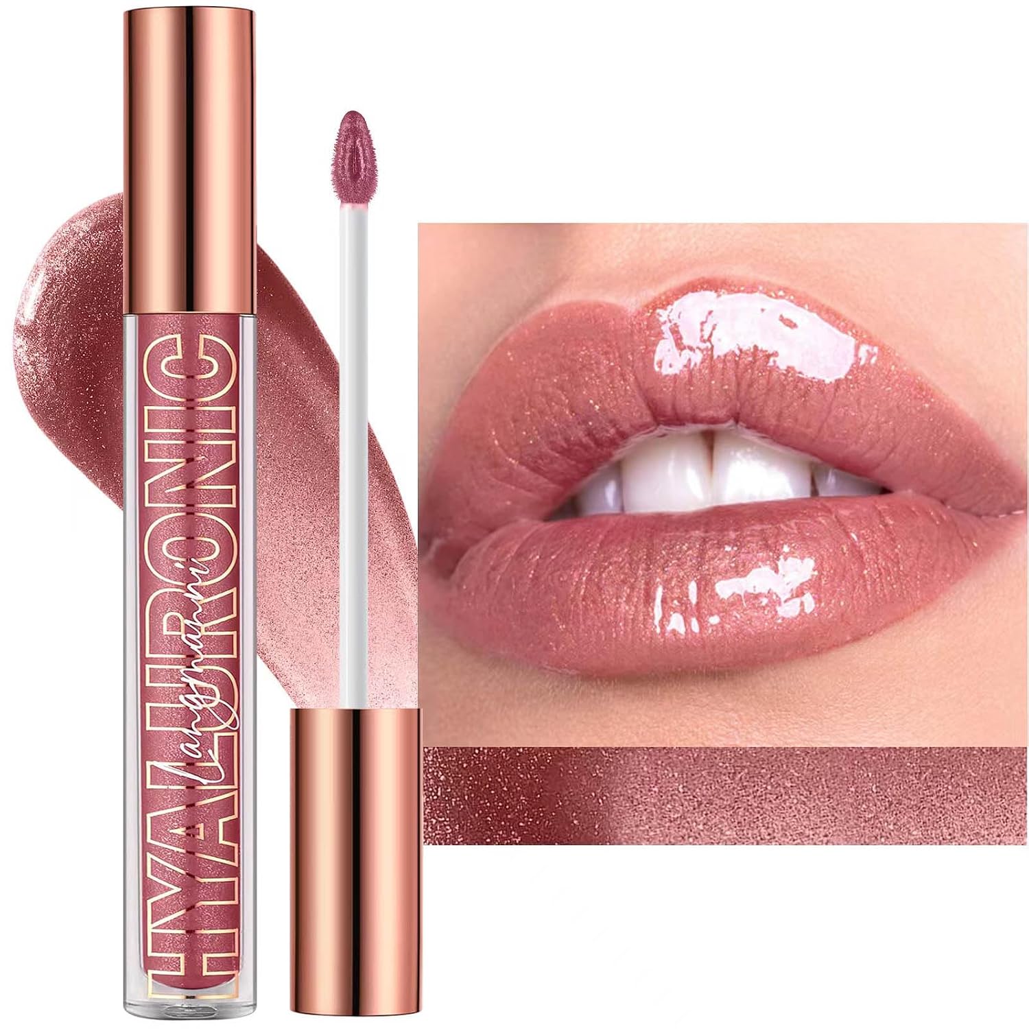 Luscious Nude Brown Plumping Glitter Lip Gloss - High-Pigment, Moisturizing Shine for Irresistible Lips (Shade 02)