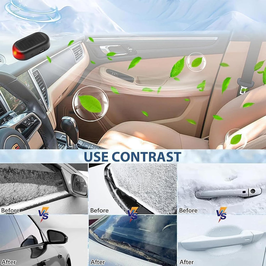 Transform Your Winter Experience with the 4-Piece Electromagnetic Car Snow Removal Kit - Featuring Solar-Powered Antifreeze Technology and LED Security Lights!