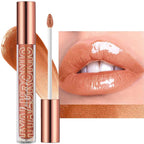 Luscious Nude Brown Plumping Glitter Lip Gloss - High-Pigment, Moisturizing Shine for Irresistible Lips (Shade 02)