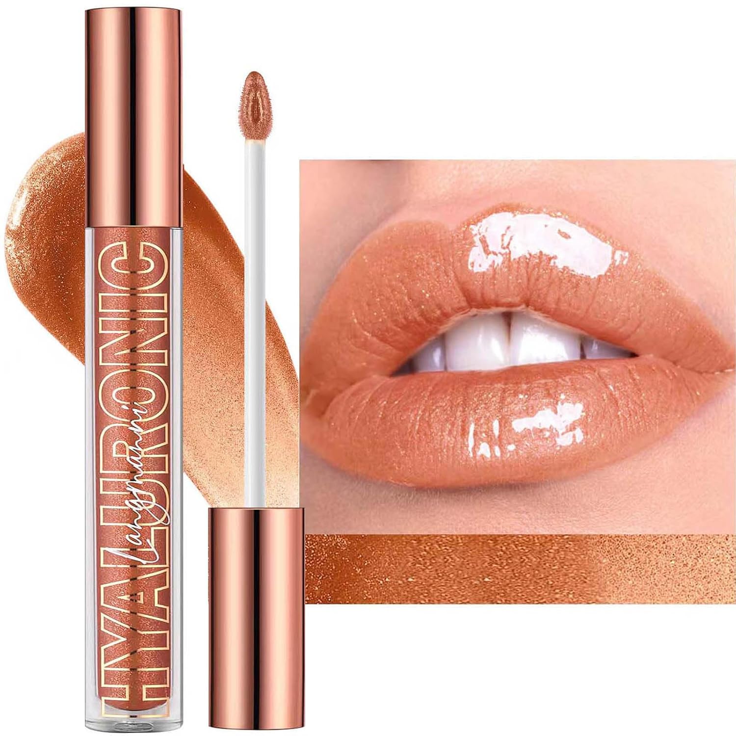 Luscious Nude Brown Plumping Glitter Lip Gloss - High-Pigment, Moisturizing Shine for Irresistible Lips (Shade 02)