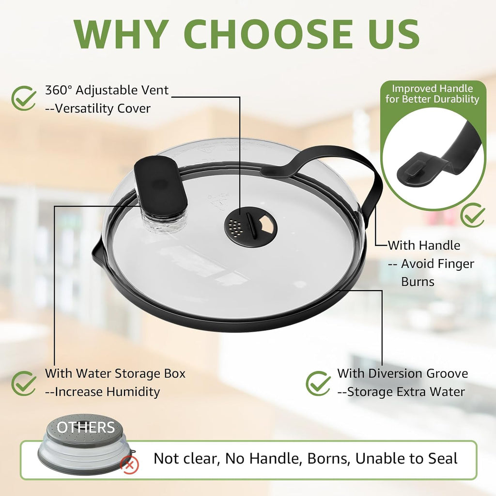 Elevate Your Cooking with the NUTIKAS 10-Inch Microwave Splatter Cover and Water Steamer - Keep Food Fresh and Flavorful!
