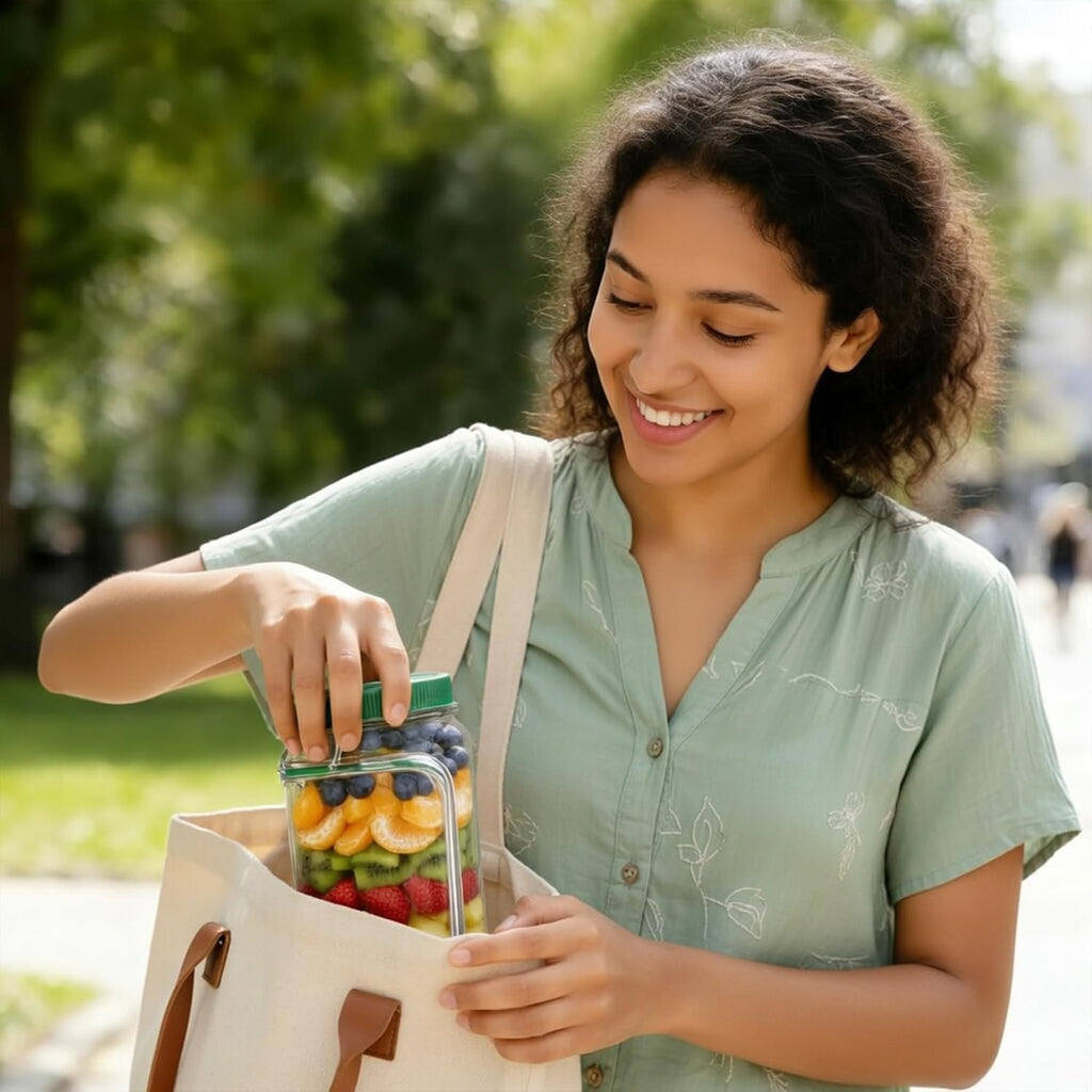 Axton Co Portable Salad Jar - Leakproof Dressing Container for Effortless Meal Prep and On-the-Go Food Storage