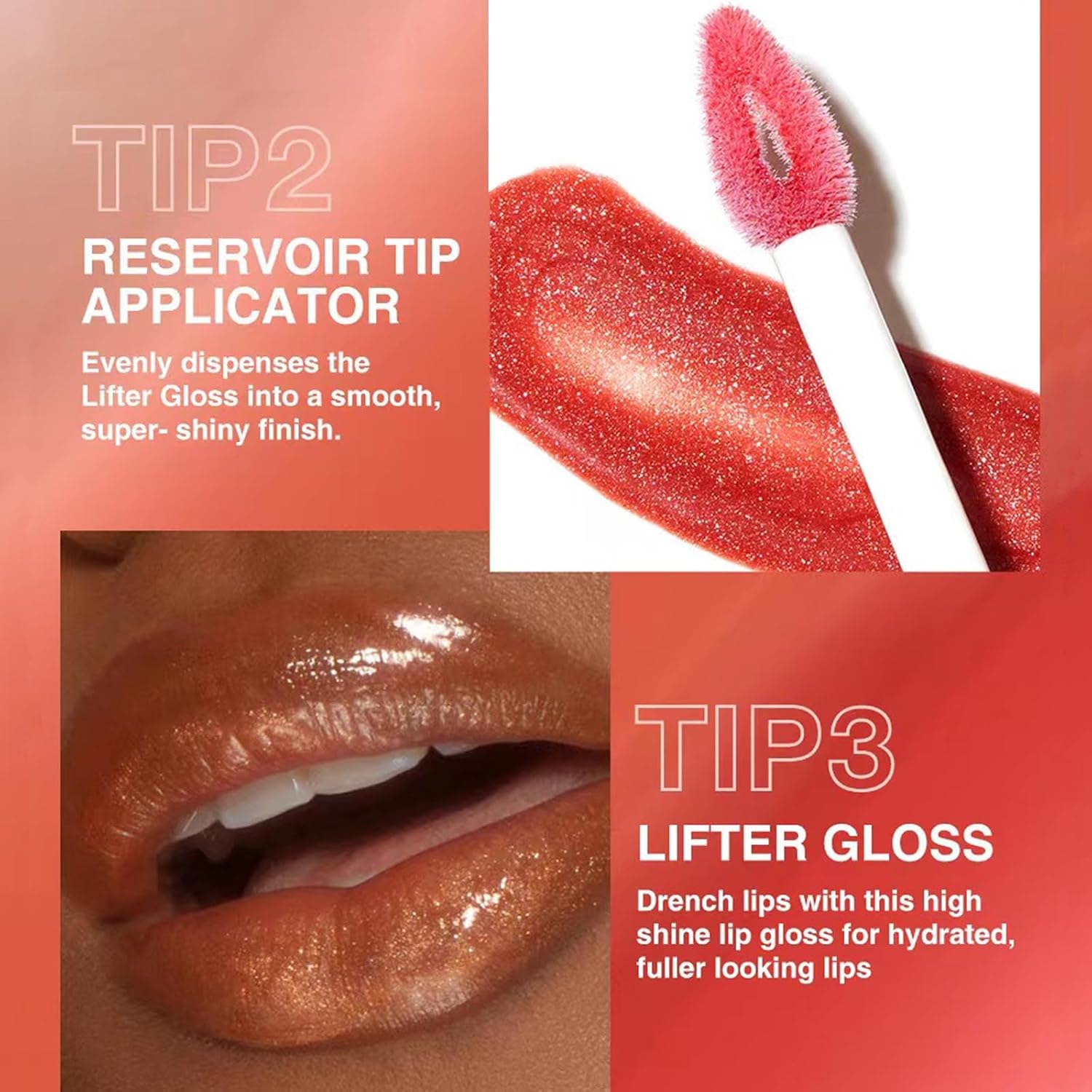 Luscious Nude Brown Plumping Glitter Lip Gloss - High-Pigment, Moisturizing Shine for Irresistible Lips (Shade 02)