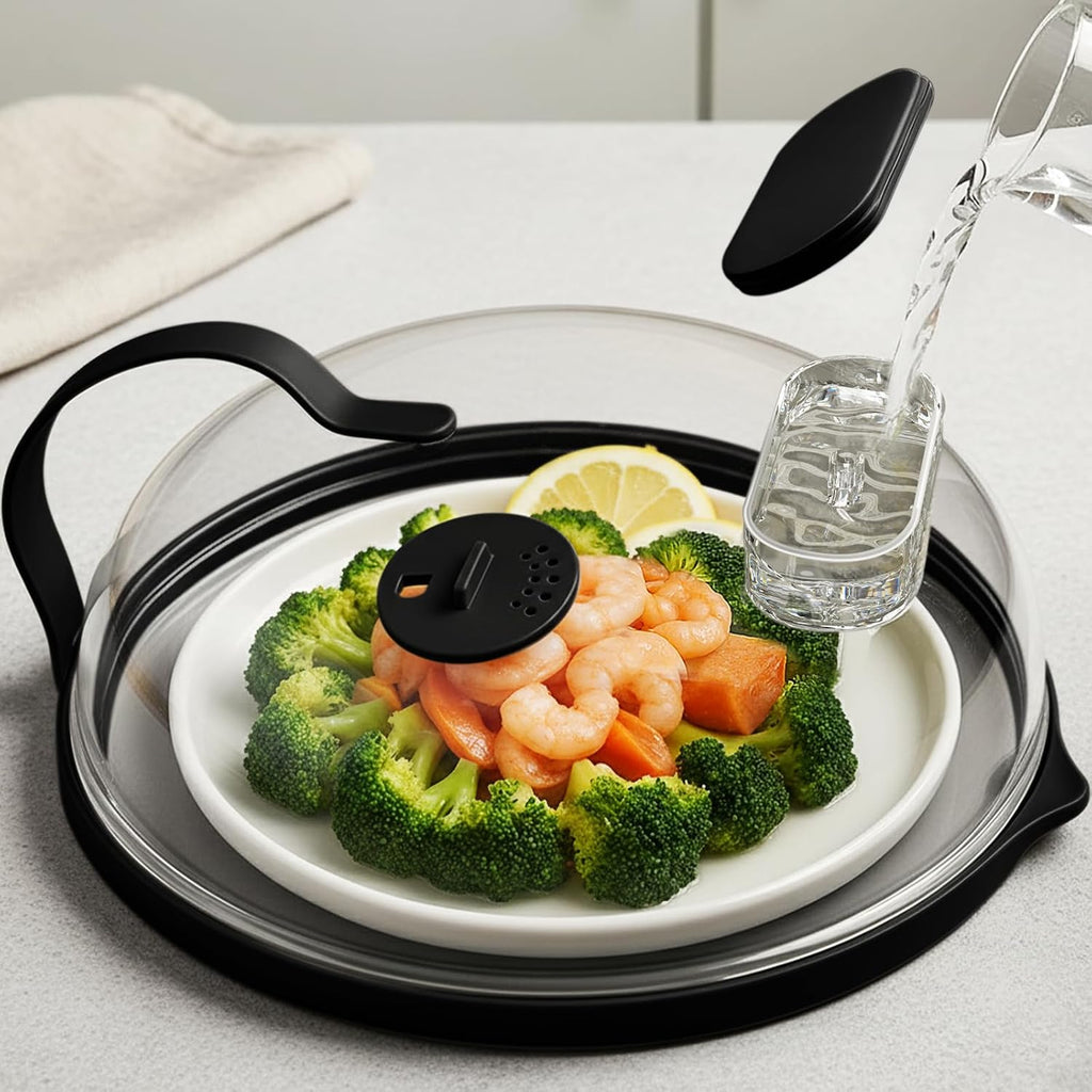 Elevate Your Cooking with the NUTIKAS 10-Inch Microwave Splatter Cover and Water Steamer - Keep Food Fresh and Flavorful!