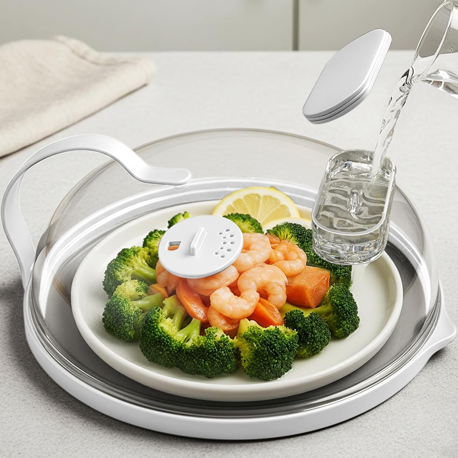 Elevate Your Cooking with the NUTIKAS 10-Inch Microwave Splatter Cover and Water Steamer - Keep Food Fresh and Flavorful!