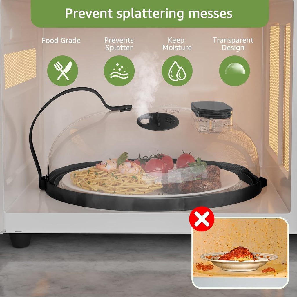 Elevate Your Cooking with the NUTIKAS 10-Inch Microwave Splatter Cover and Water Steamer - Keep Food Fresh and Flavorful!