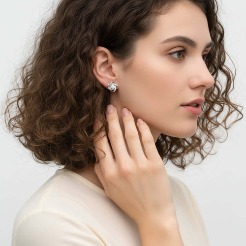 0.5 Carat Moissanite Stud Earrings in S925 Sterling Silver with Platinum Plating