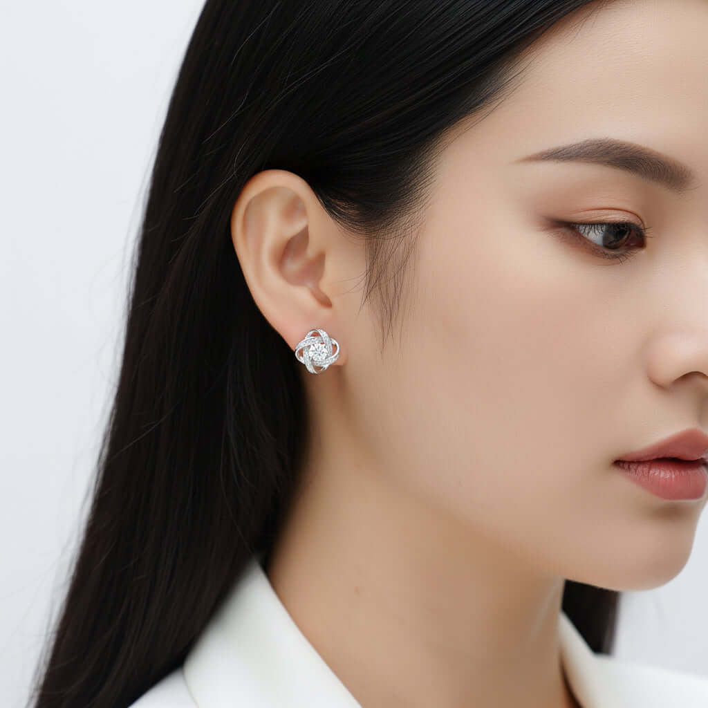0.5 Carat Moissanite Stud Earrings in S925 Sterling Silver with Platinum Plating