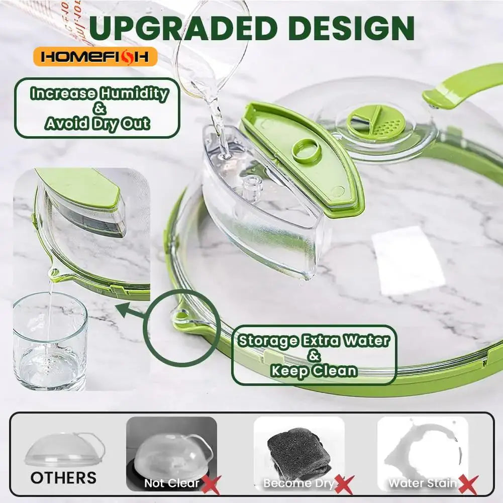 Clear Microwave Food Cover with Steamer and Handle - Kitchen Splash Guard