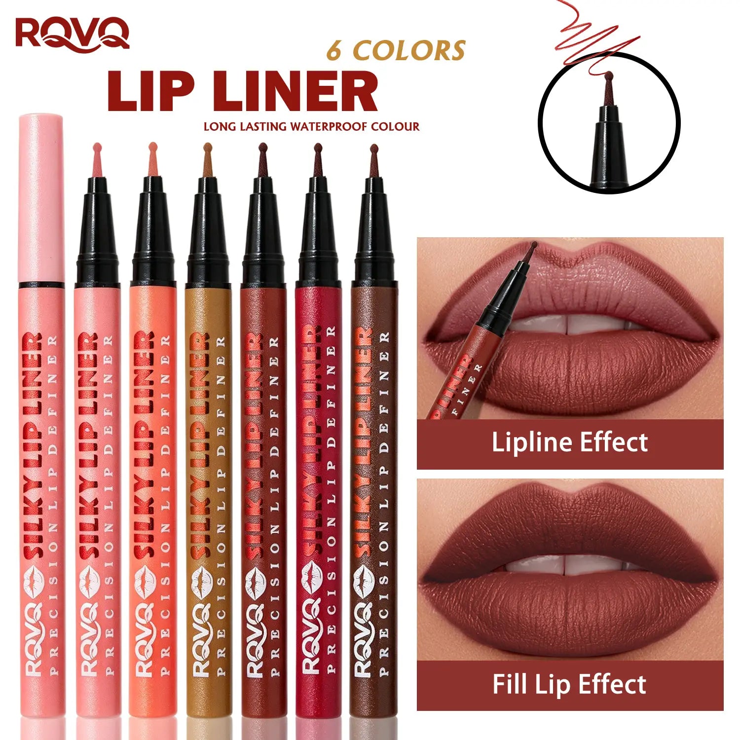Elevate Your Look with the RVQ 6-Color Waterproof Silky Precision Definer - The Ultimate Long-Lasting Lip Solution!
