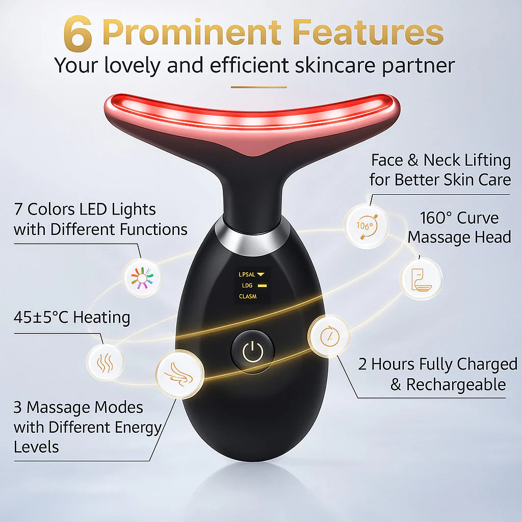 Revolutionary Neck and Face Lifting Massager Device with LED Technology for Youthful Skin and Double Chin Reduction