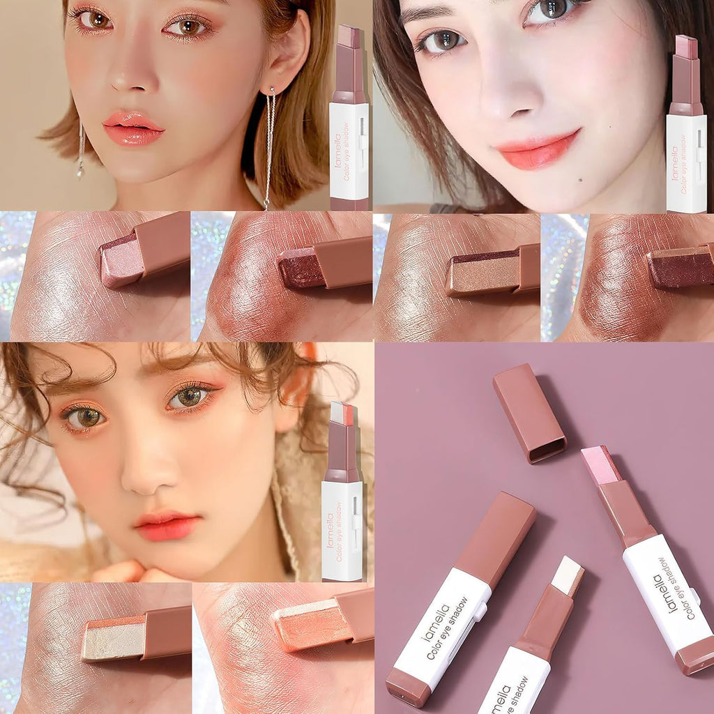 Elevate Your Eye Makeup Game with the 6-Piece Waterproof Two-Tone Eyeshadow Stick Set - Perfect for Any Occasion!