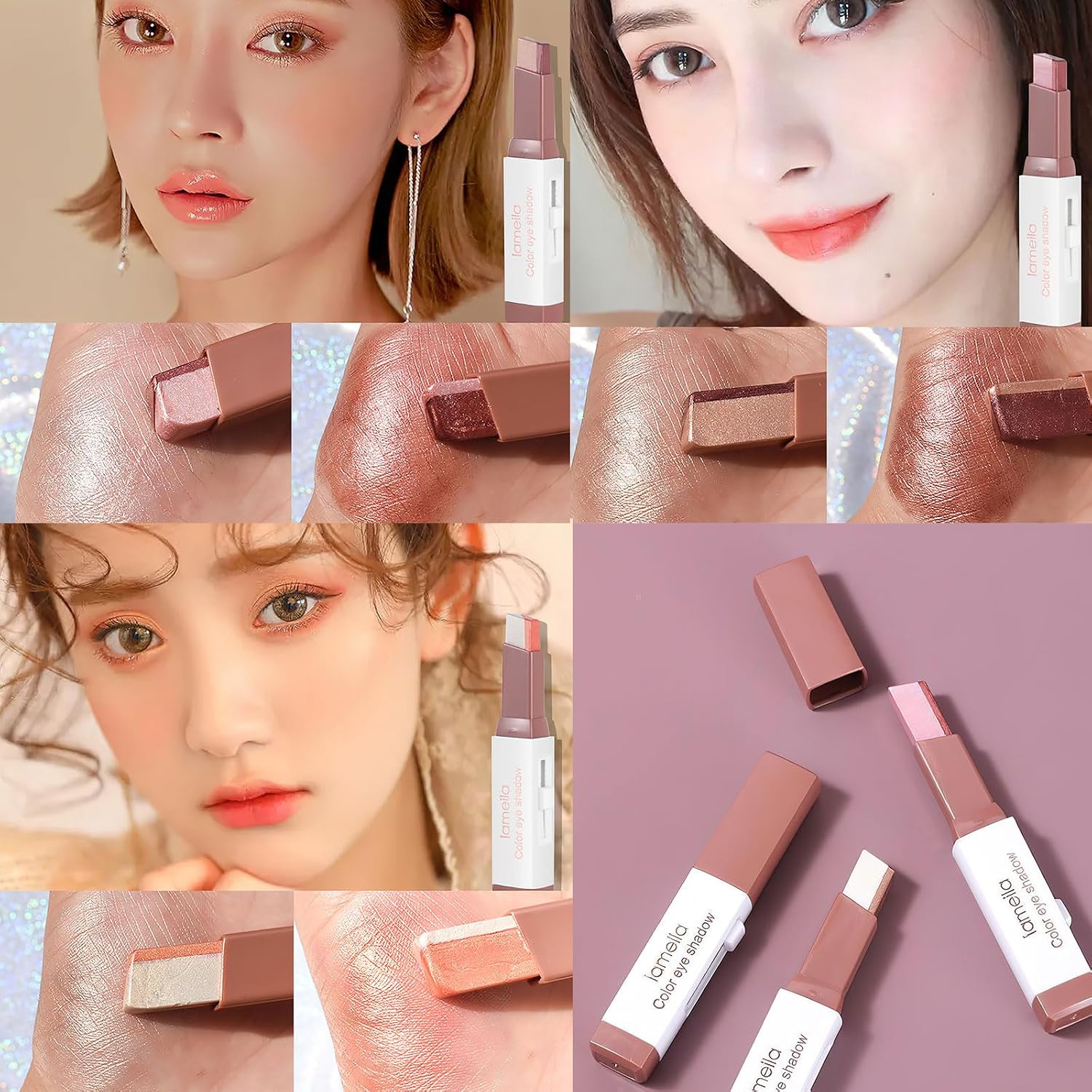 Elevate Your Eye Makeup Game with the 6-Piece Waterproof Two-Tone Eyeshadow Stick Set - Perfect for Any Occasion!