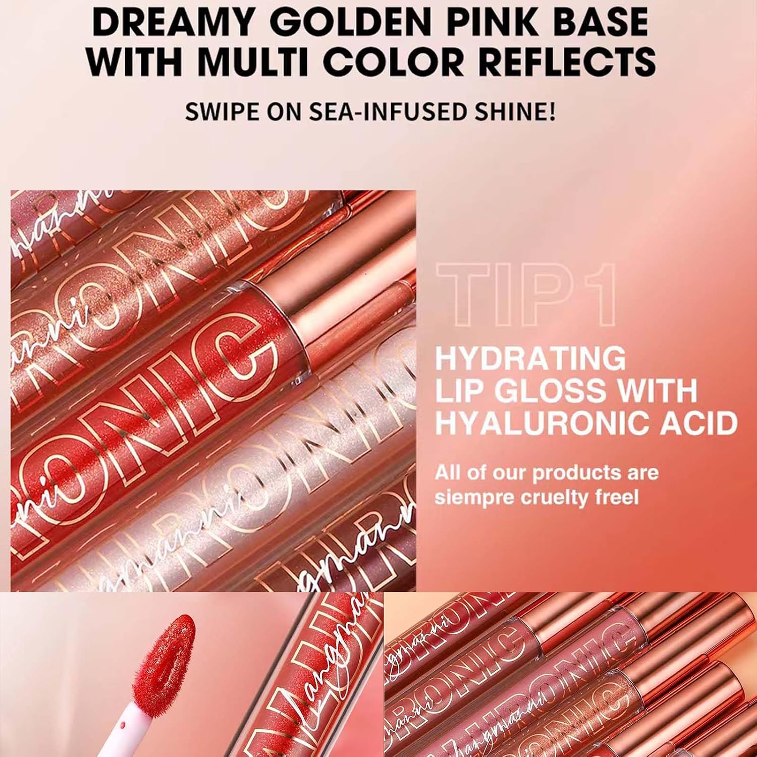 Luscious Nude Brown Plumping Glitter Lip Gloss - High-Pigment, Moisturizing Shine for Irresistible Lips (Shade 02)