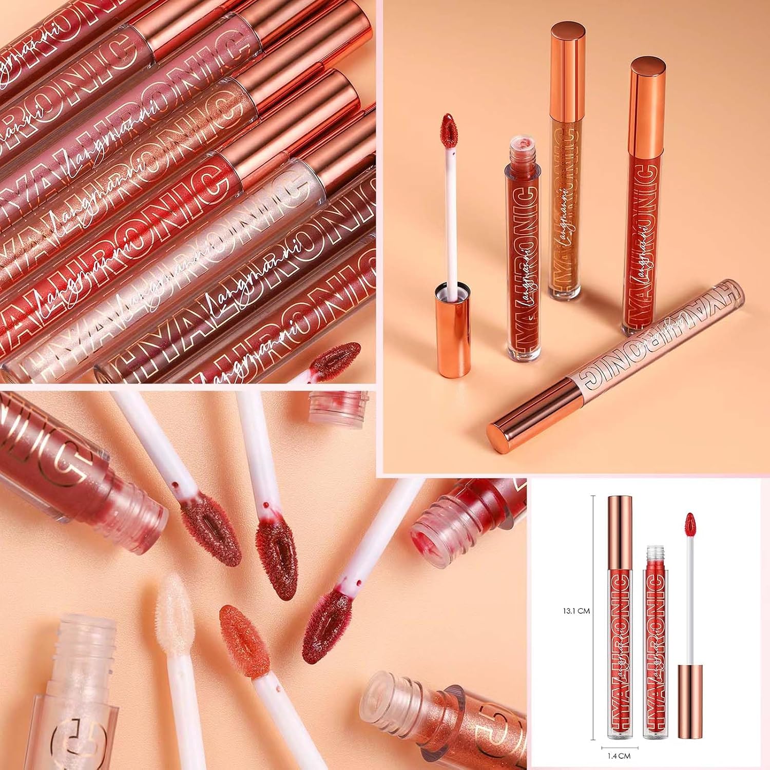 Luscious Nude Brown Plumping Glitter Lip Gloss - High-Pigment, Moisturizing Shine for Irresistible Lips (Shade 02)