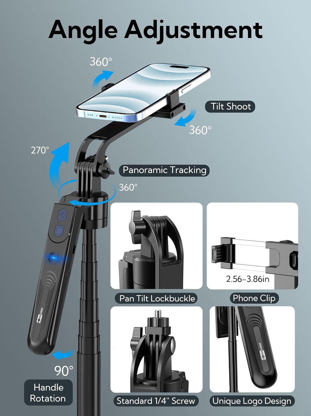 Elevate Your Content Creation with the USKEYVISION 70.9" Auto Face Tracking Tripod - 360° Rotation & Integrated Dual Ring Lights