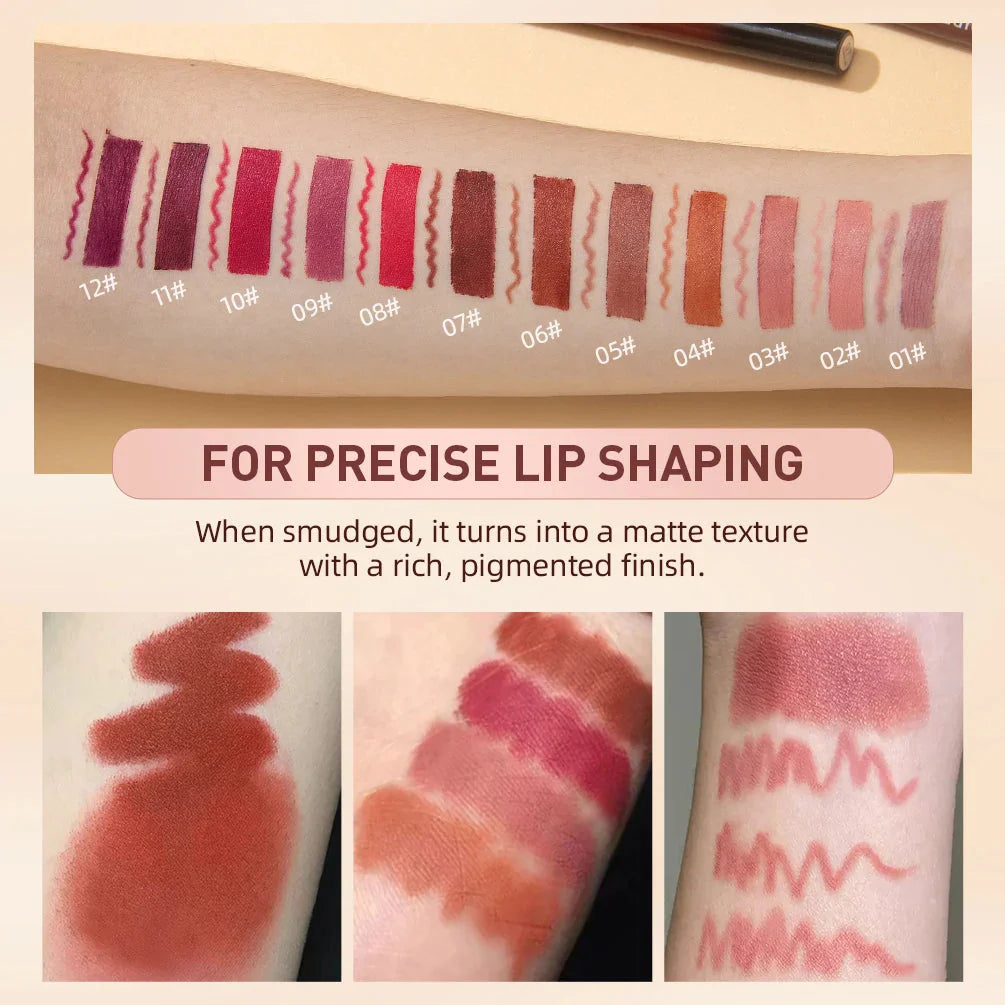 QIBEST Matte Nude Lipstick and Lipliner Pen Set - Waterproof, Long-Lasting Contour Makeup for Women (2 Pieces)