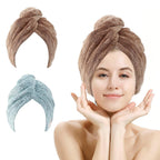 Transform Your Hair Care Routine with M-Bestl Microfiber Hair Towel Wrap Set - Quick Dry, Anti-Frizz, Lightweight Turbans in Pink & Beige (2 Pack) for Long Thick Curly Hair