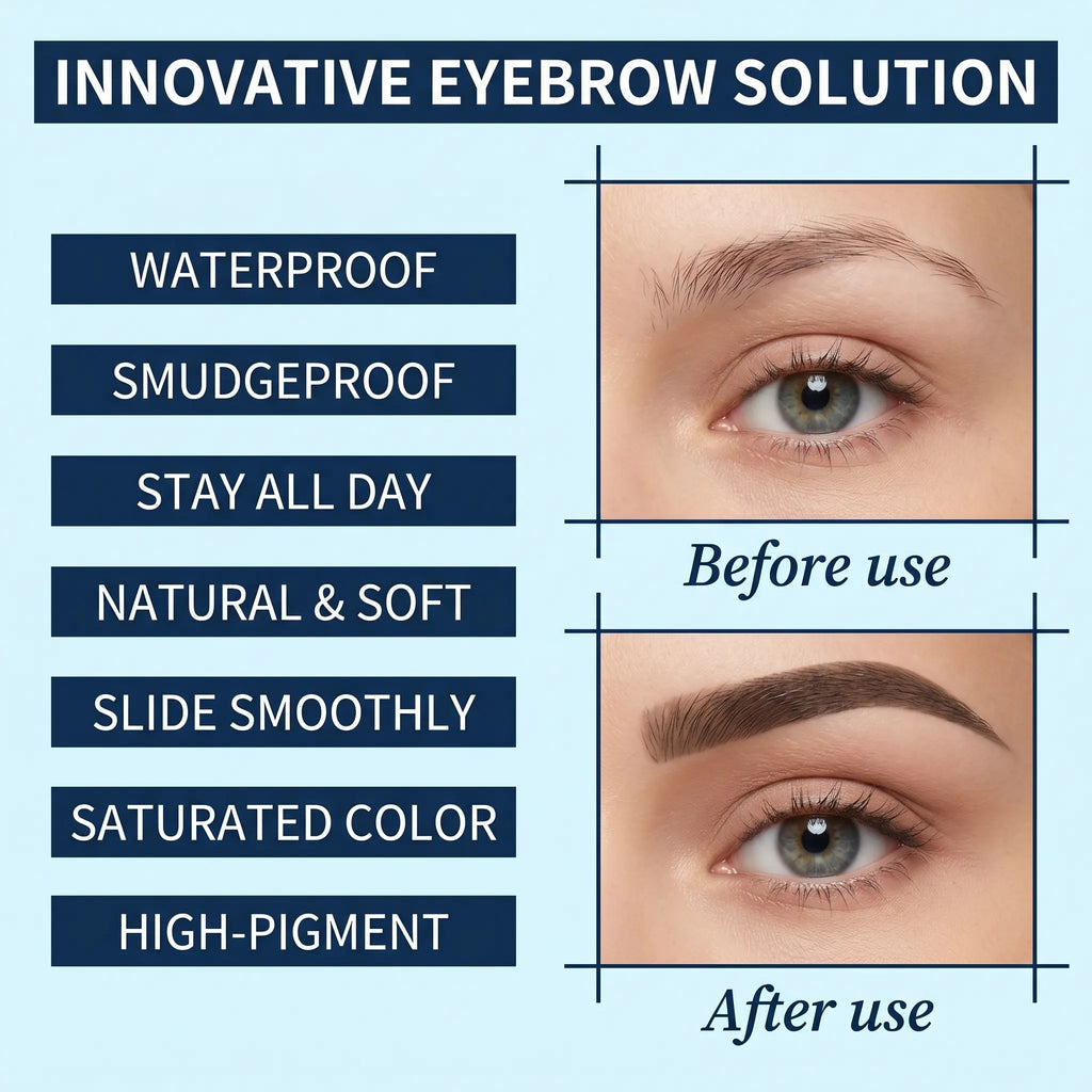 Qcqx 2-In-1 Waterproof Micro-Fork Eyebrow Pen & Tinted Gel – Achieve Flawless, Natural-Looking Brows with Long-Lasting Precision and Shaping Brush