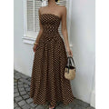 Chic Women's Strapless Polka Dot Maxi Dress - Perfect for Parties and Casual Outings