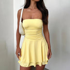 Chic Y2K Pleated Tube-Top Short Dress for Women - Must-Have Summer Fashion Staple