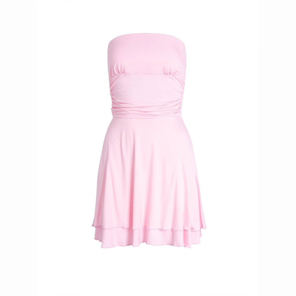 Chic Y2K Pleated Tube-Top Short Dress for Women - Must-Have Summer Fashion Staple