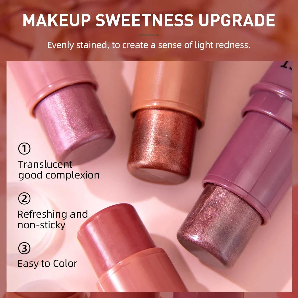 Transform Your Look with Our Versatile 3-in-1 Blush Stick for Lips, Cheeks, and Eyes - Water-Resistant and Moisturizing Contour Cream