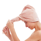 Transform Your Hair Care Routine with M-Bestl Microfiber Hair Towel Wrap Set - Quick Dry, Anti-Frizz, Lightweight Turbans in Pink & Beige (2 Pack) for Long Thick Curly Hair