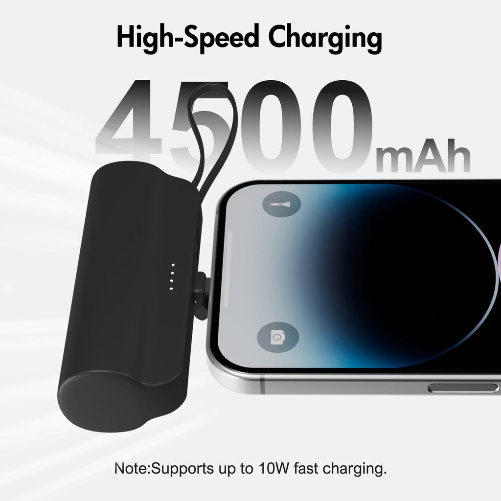 Ultra Mini 4500mAh Portable Power Bank - Dual Output Convenience for iPhone, Samsung, iPad Pro, and More - Sleek Black Design