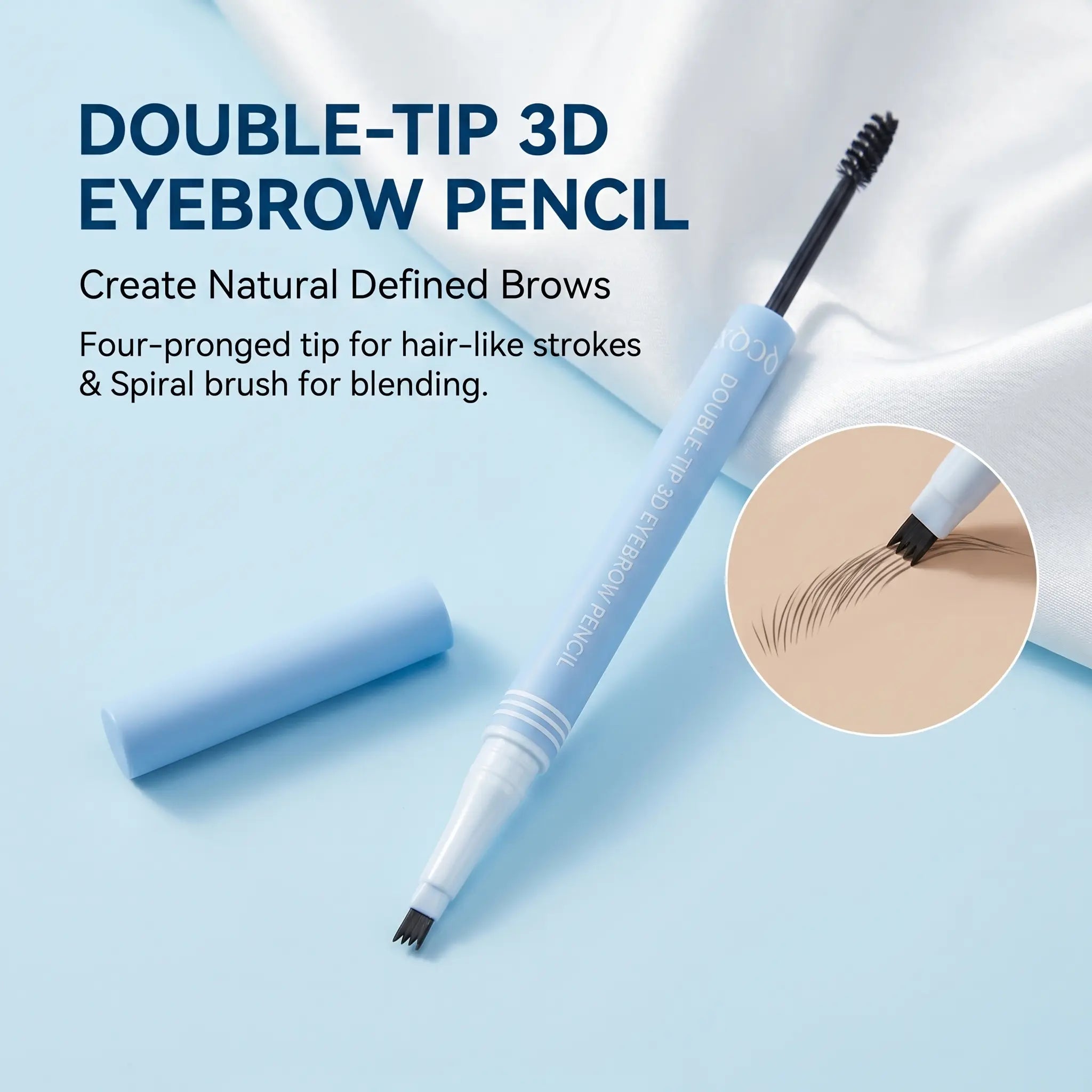 Qcqx 2-In-1 Waterproof Micro-Fork Eyebrow Pen & Tinted Gel – Achieve Flawless, Natural-Looking Brows with Long-Lasting Precision and Shaping Brush